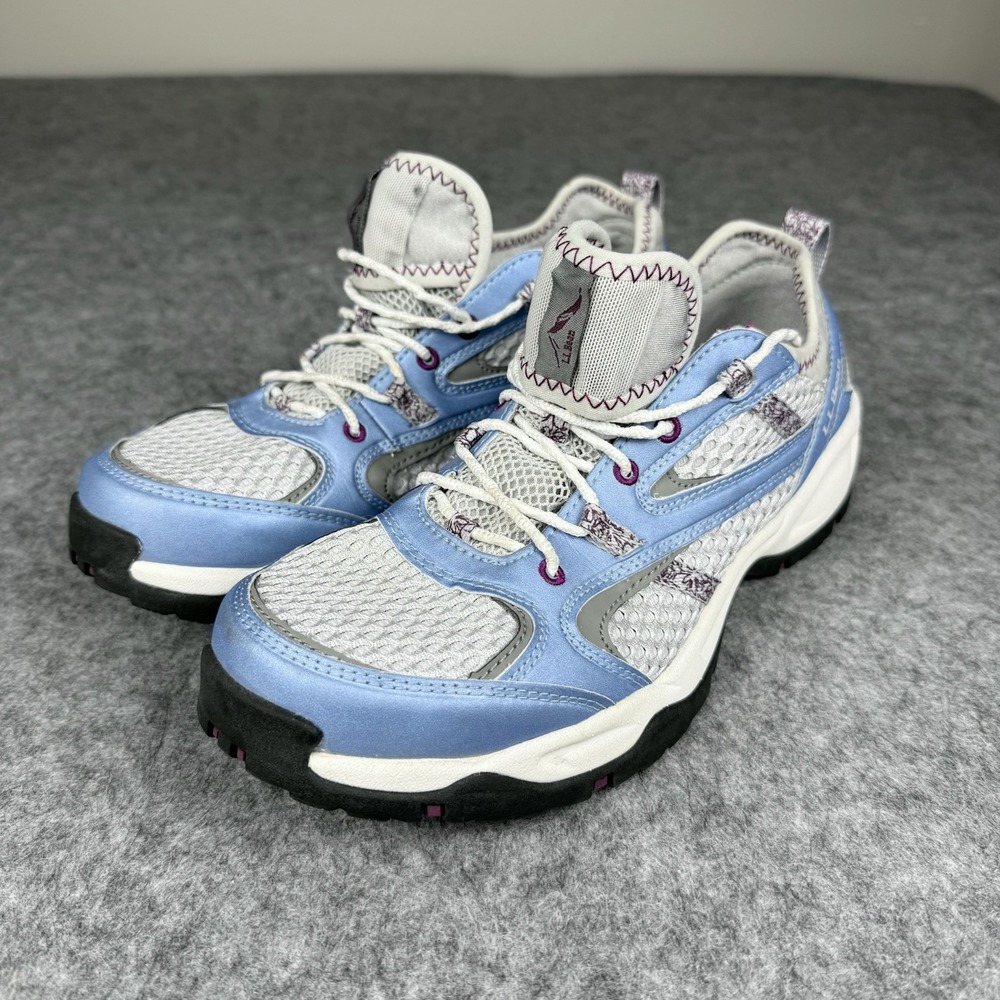LL Bean Trail Running Shoes Hiking Light Blue & White Sneakers Size 9